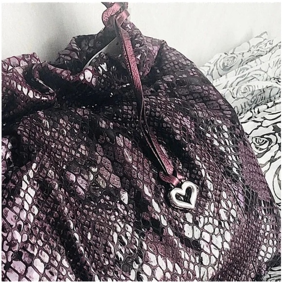 Brighton Purple Nolita Python Embossed Leather Shoulder Bag With Dust Bag NWT - Picture 4 of 14